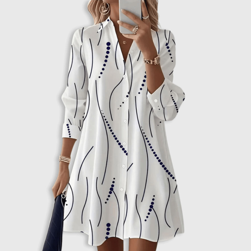 Rose | Wavy Collar Shirt Dress - Eline Carter