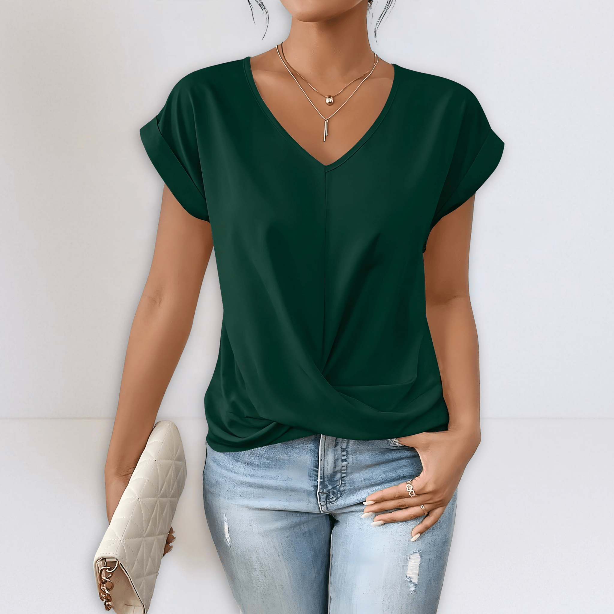 Maggie | Twist Front V - Neck Top - Eline Carter