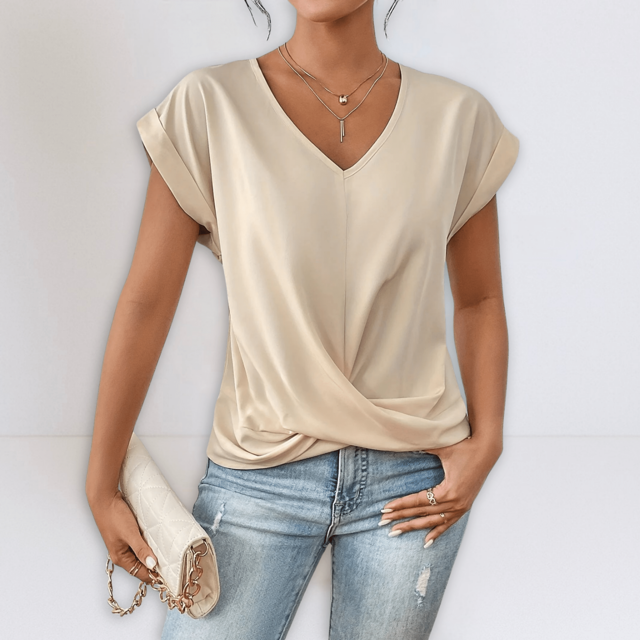 Maggie | Twist Front V - Neck Top - Eline Carter