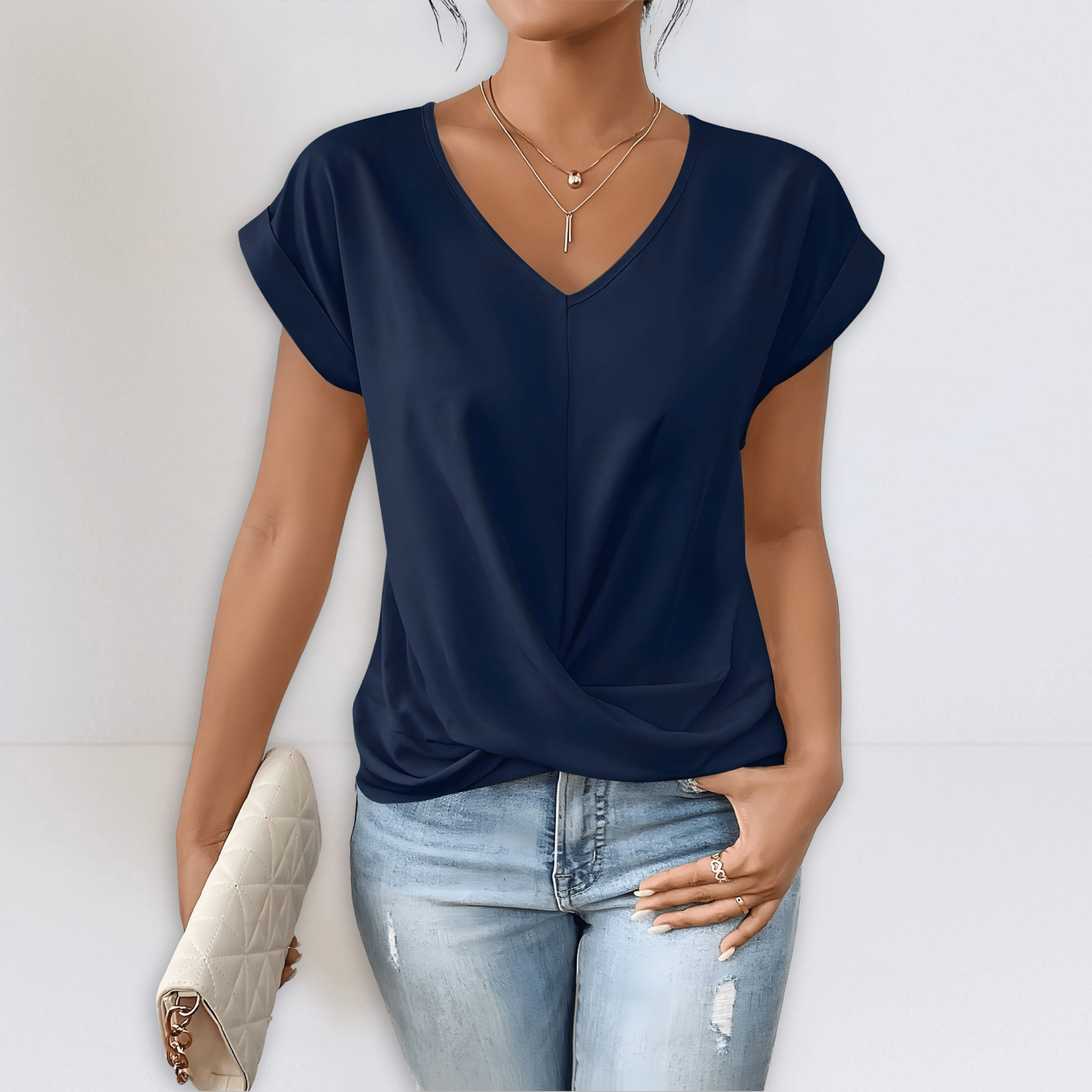 Maggie | Twist Front V - Neck Top - Eline Carter
