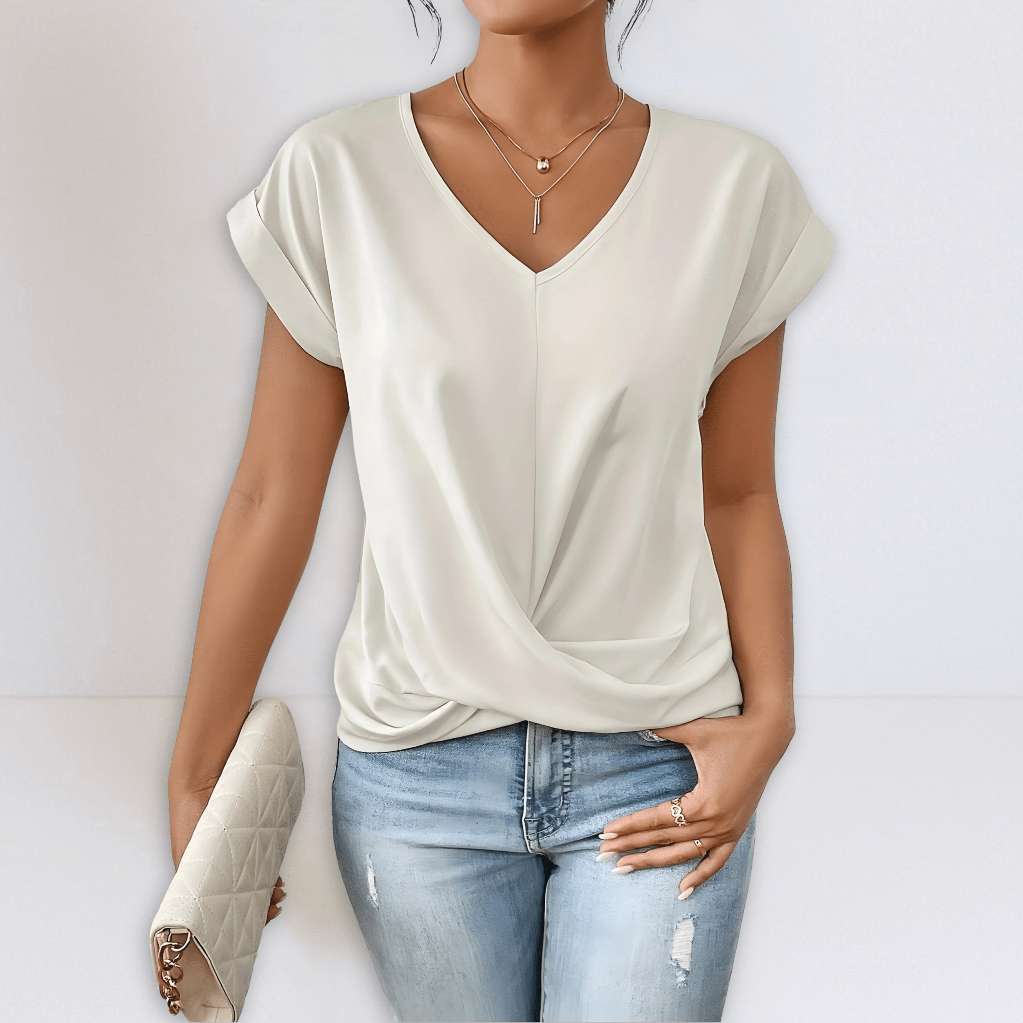 Maggie | Twist Front V - Neck Top - Eline Carter