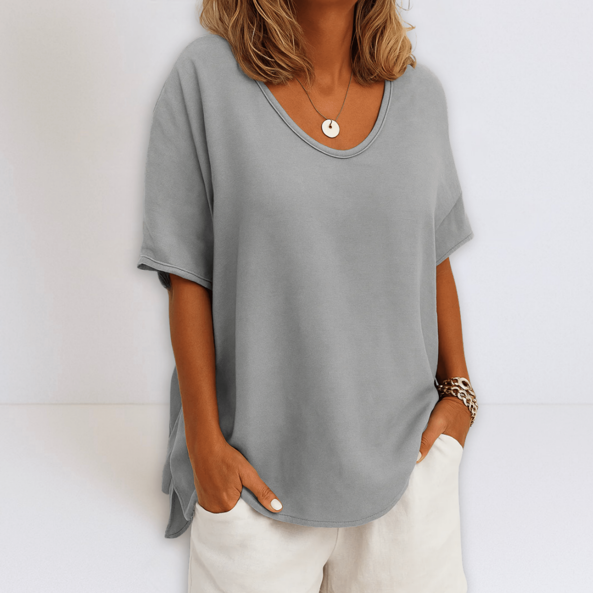Joanne | Oversized V - neck Blouse - Eline Carter