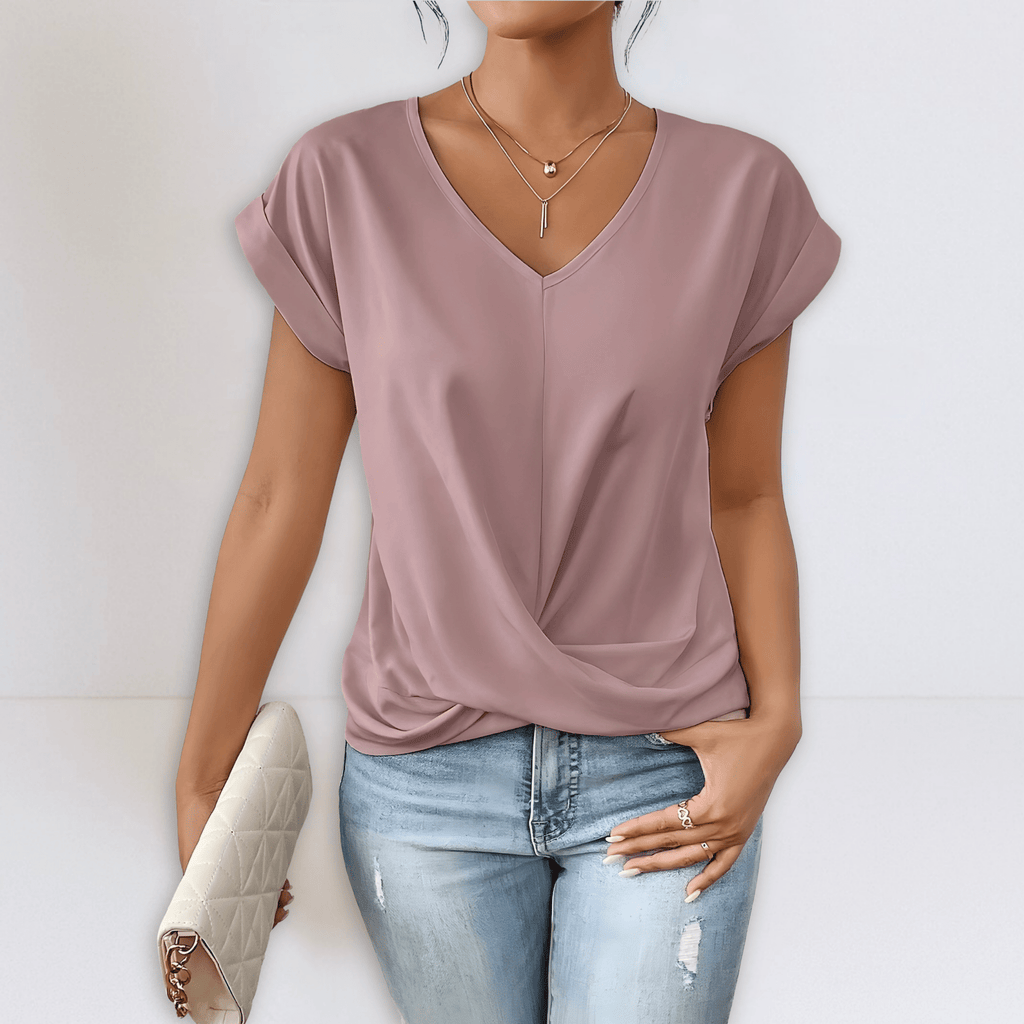 Maggie | Twist Front V - Neck Top - Eline Carter