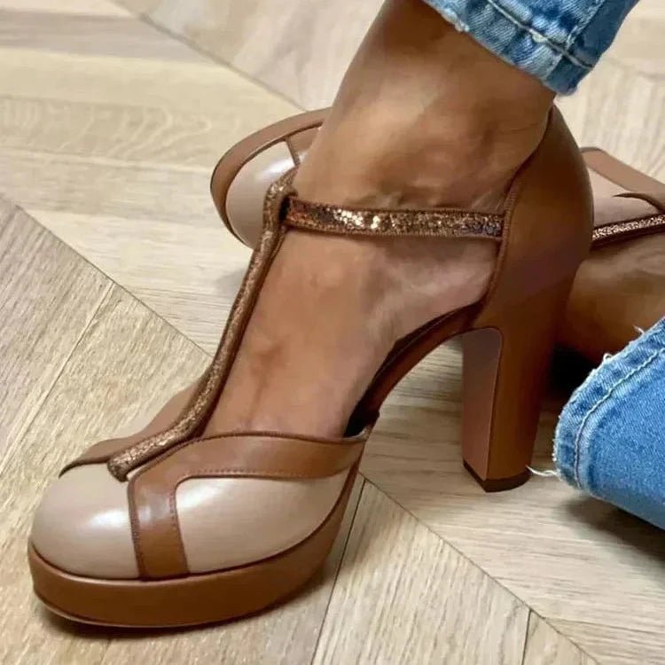 Autumn | Two - Tone T - Strap Heels - Eline Carter