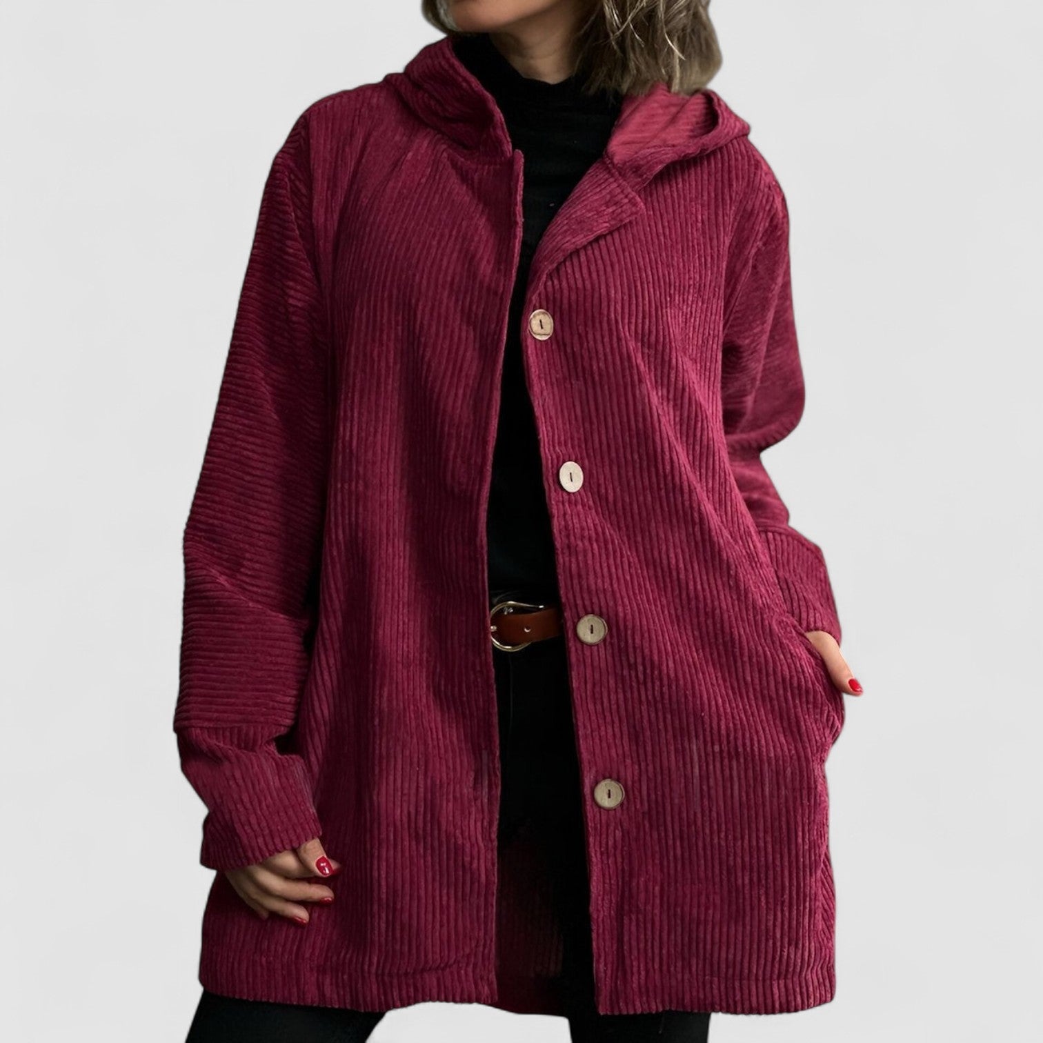 Floryn | Cozy Corduroy Hooded Jacket - Eline Carter