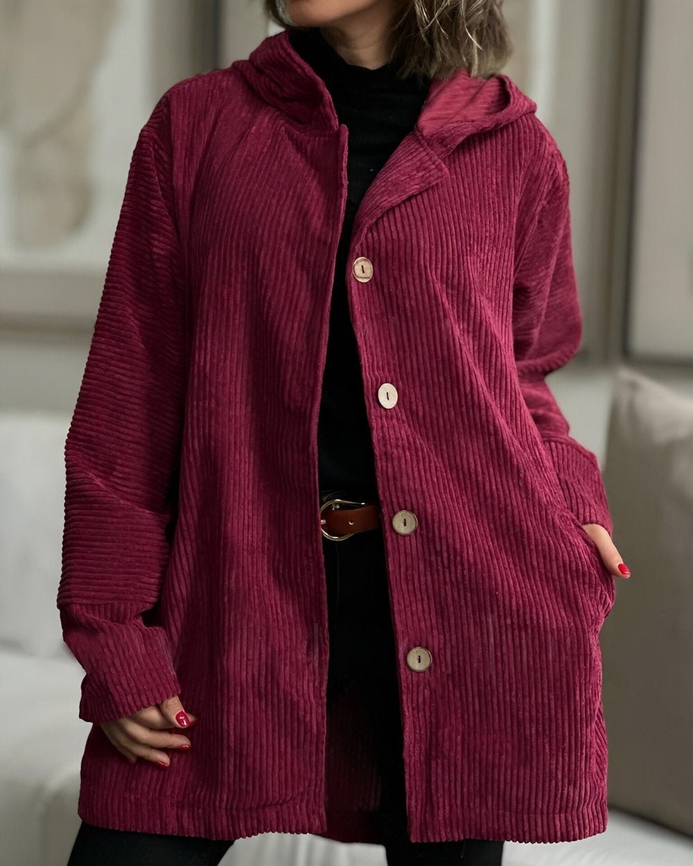 Floryn | Cozy Corduroy Hooded Jacket - Eline Carter