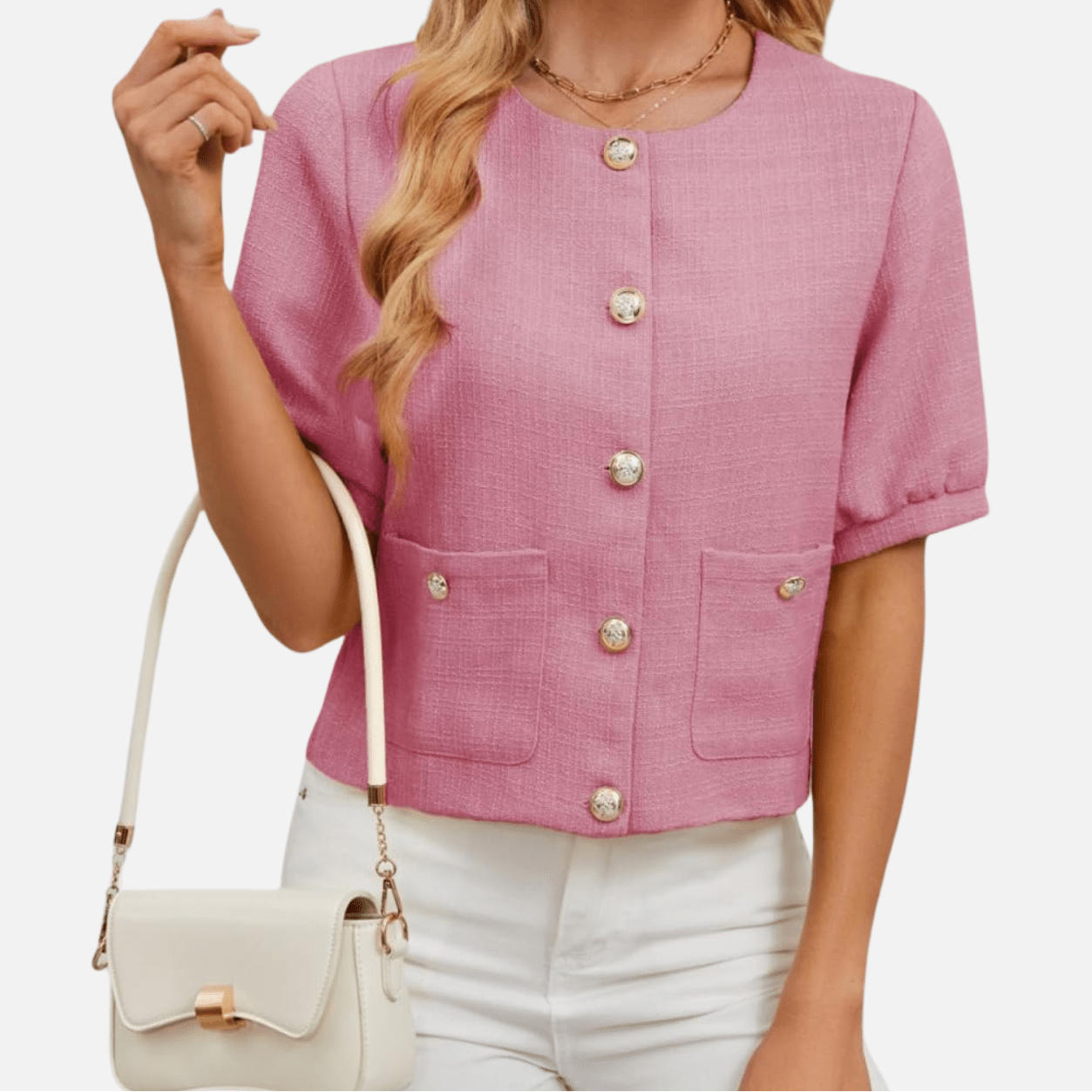 Vivian | Cropped Tweed Blazer Jacket - Eline Carter