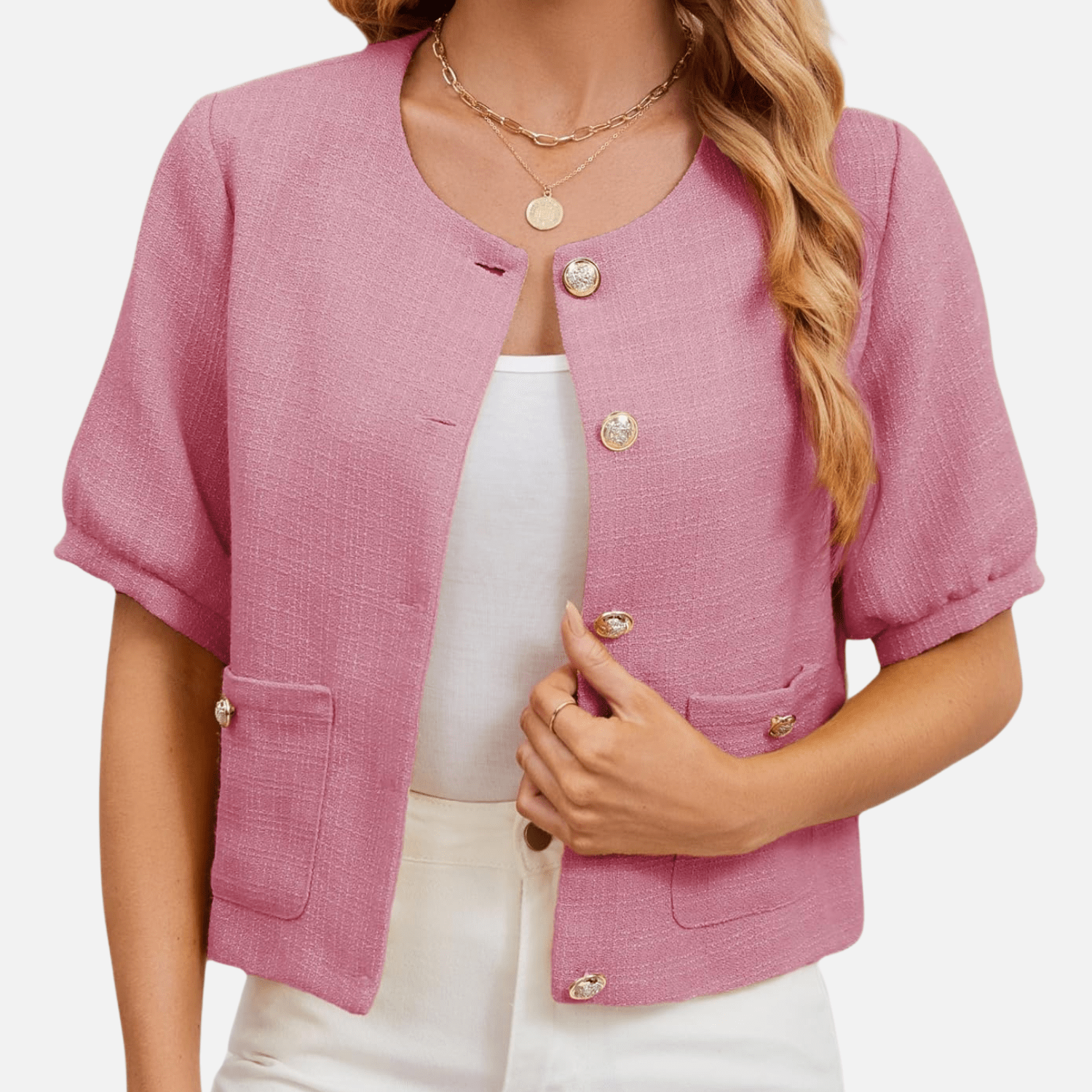 Vivian | Cropped Tweed Blazer Jacket - Eline Carter