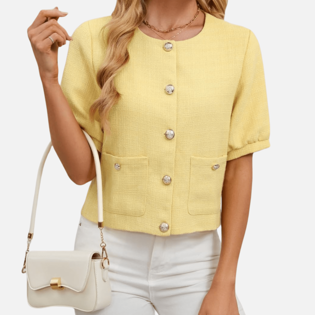 Vivian | Cropped Tweed Blazer Jacket - Eline Carter