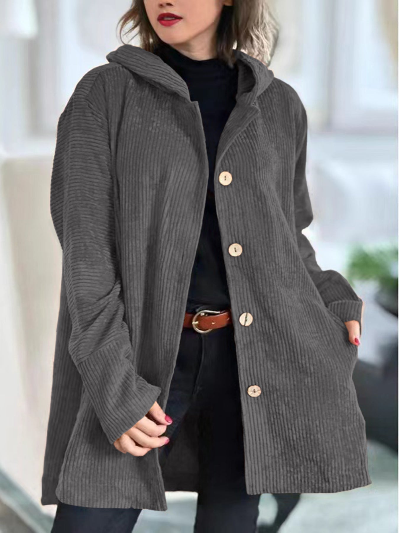 Floryn | Cozy Corduroy Hooded Jacket - Eline Carter