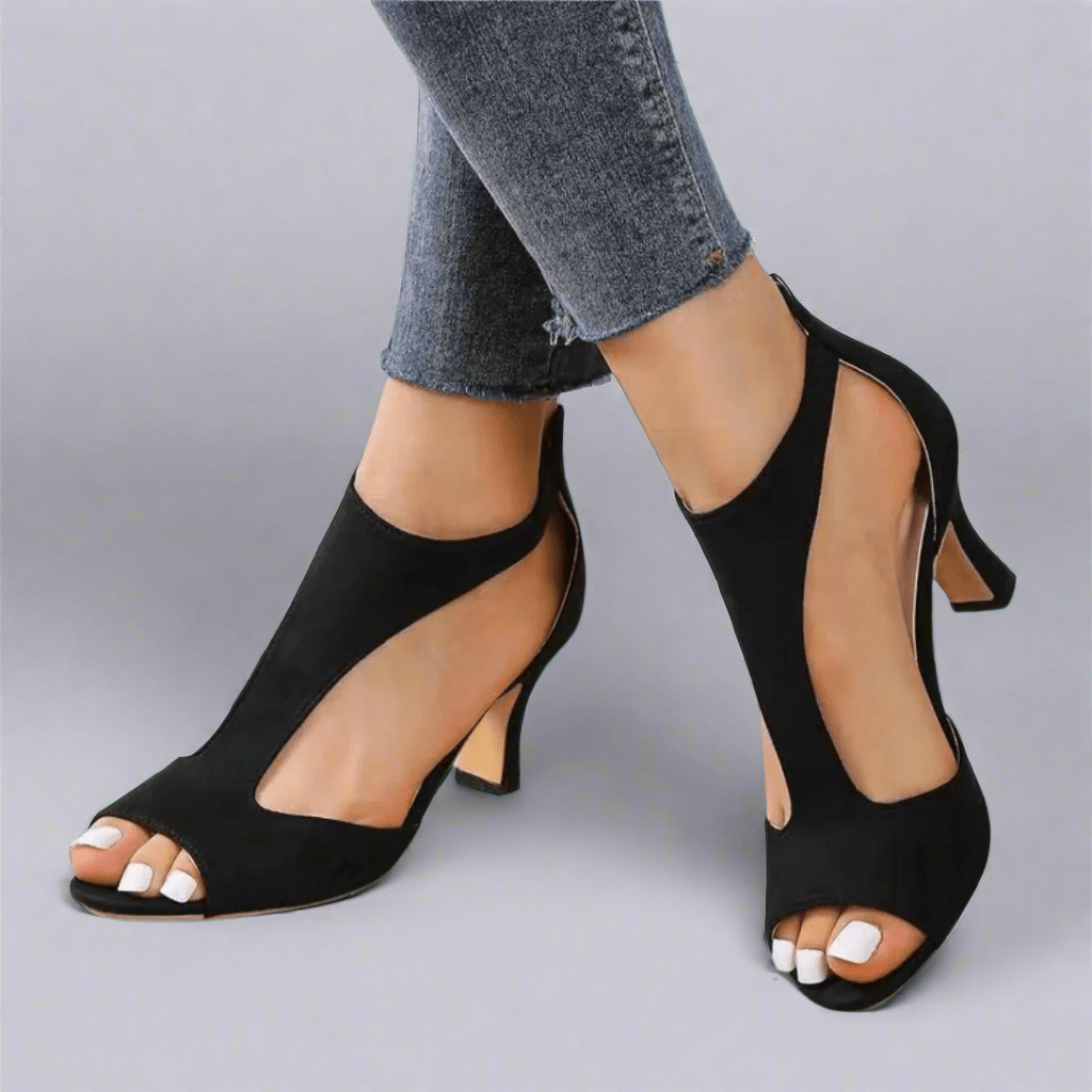 Barbara | Cutout Peep Toe Heels - Eline Carter