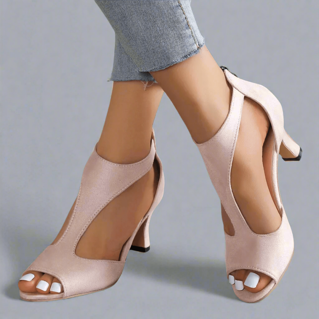 Barbara | Cutout Peep Toe Heels - Eline Carter