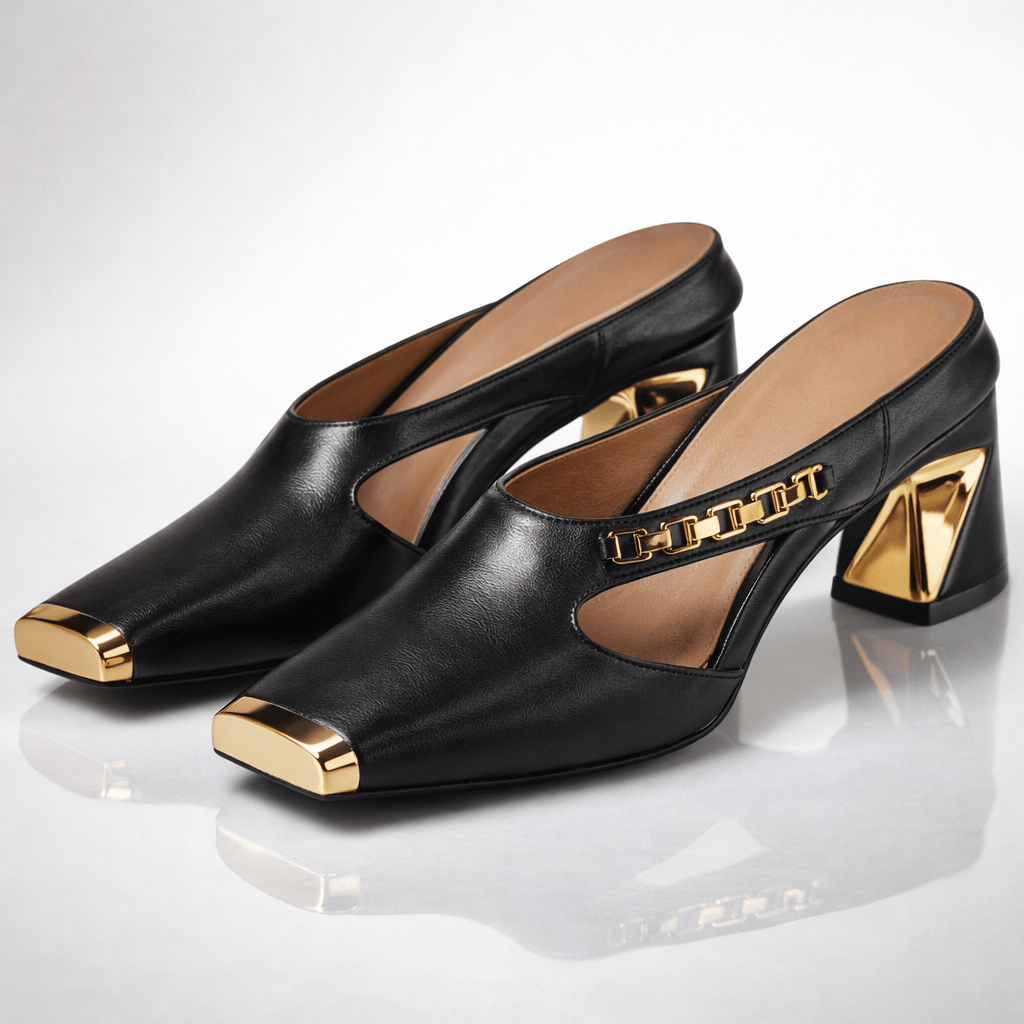 Aurea Gilded Block Heels — Sharp, Sculpted, and Made to Be Worn - Eline Carter