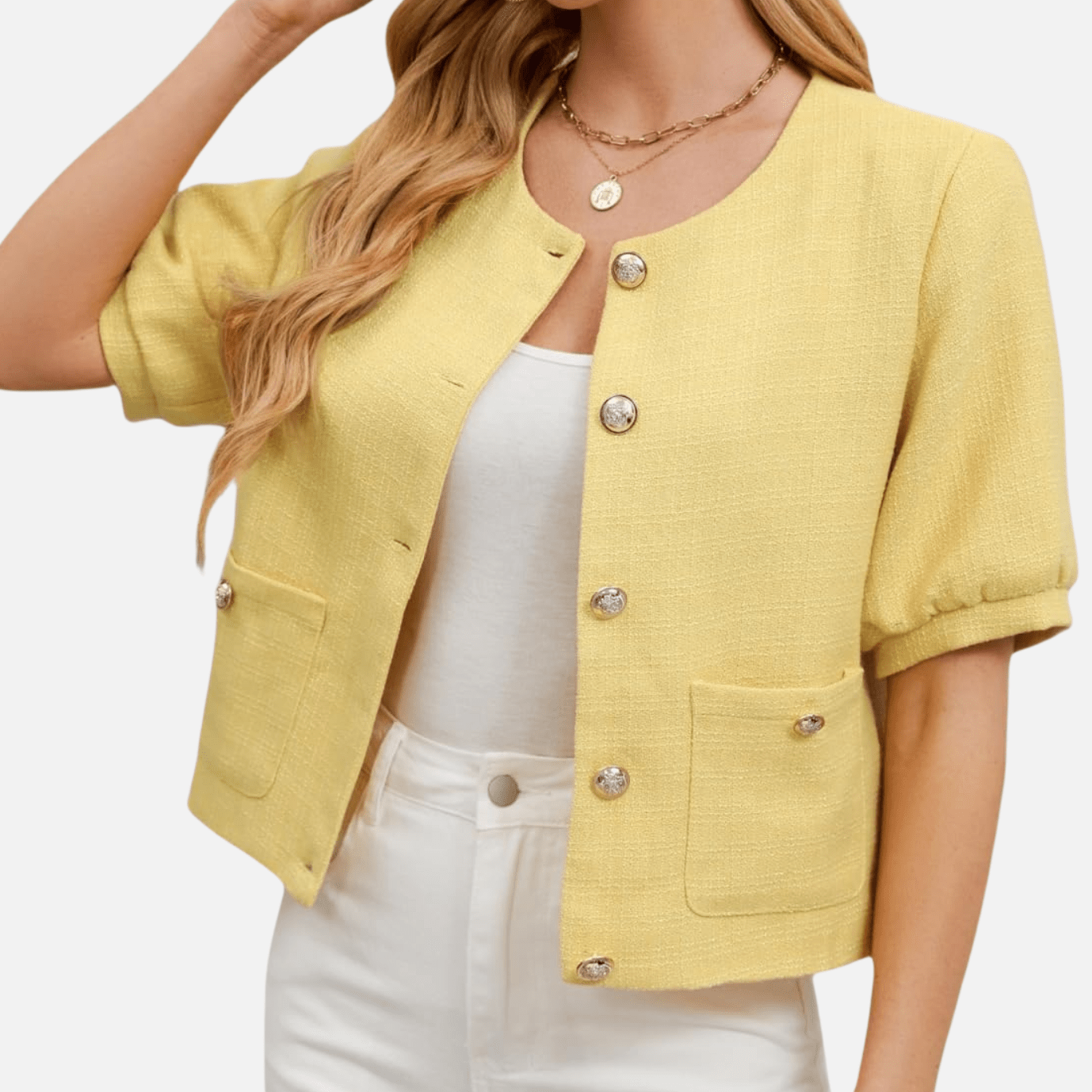 Vivian | Cropped Tweed Blazer Jacket - Eline Carter
