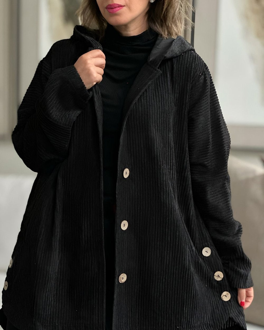 Floryn | Cozy Corduroy Hooded Jacket - Eline Carter