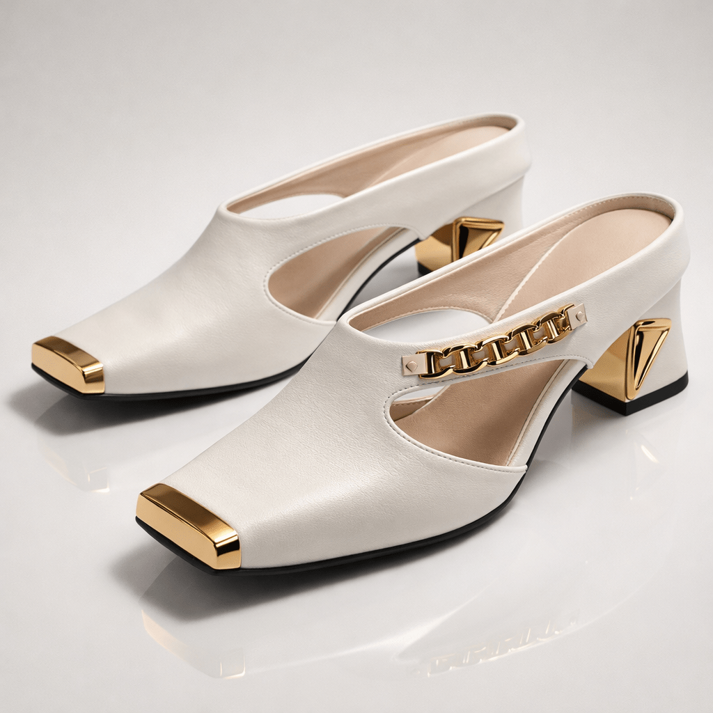 Aurea Gilded Block Heels — Sharp, Sculpted, and Made to Be Worn - Eline Carter