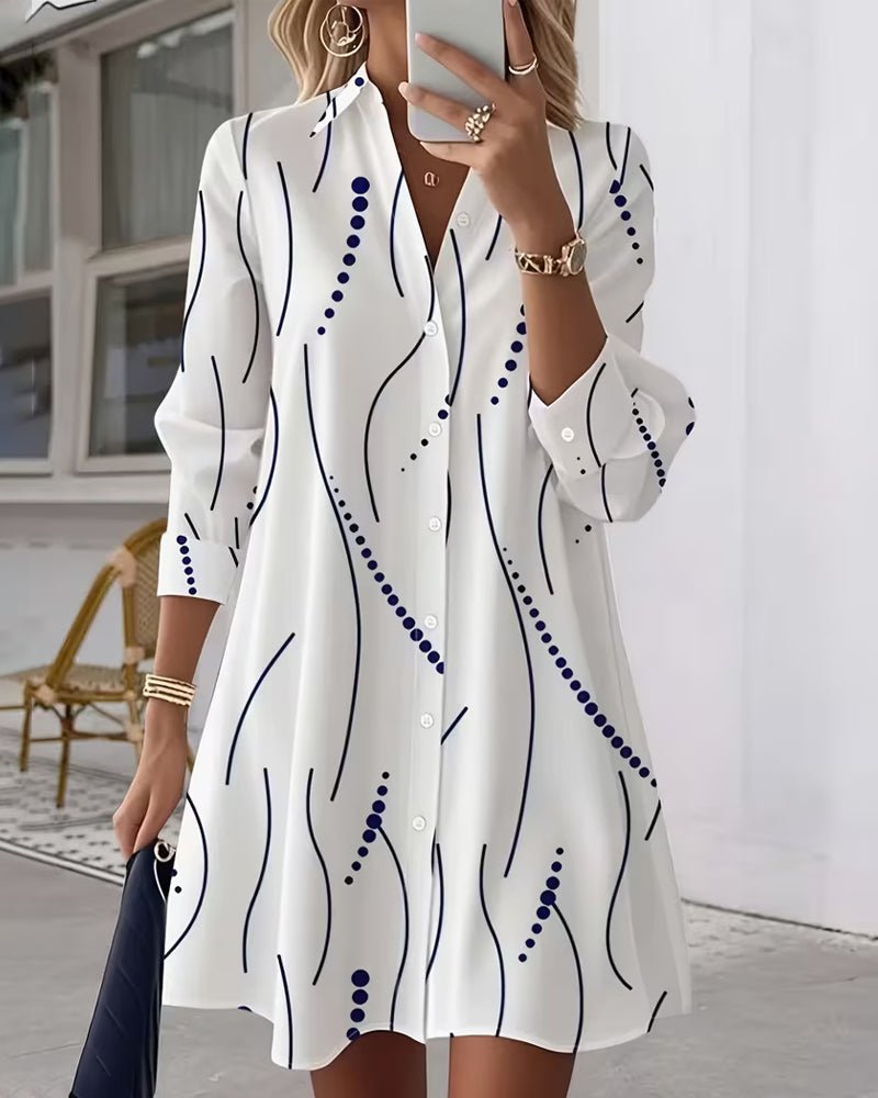 Rose | Wavy Collar Shirt Dress - Eline Carter