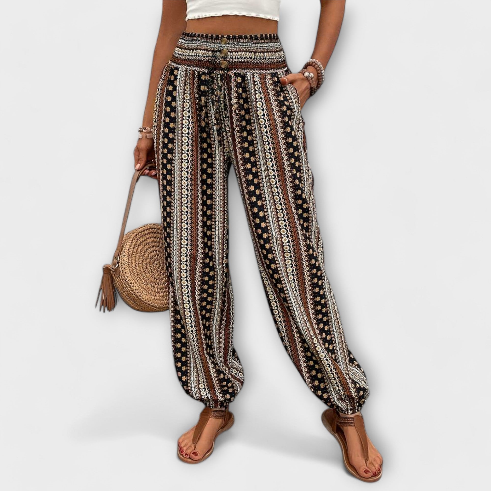 Vanessa | Trousers with Ethnic Graphic - Eline Carter
