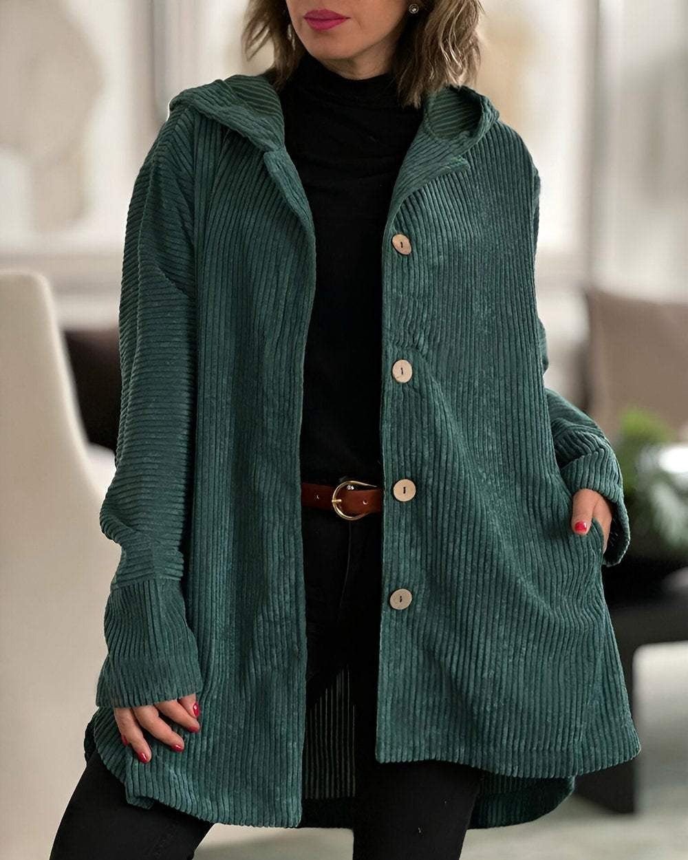 Floryn | Cozy Corduroy Hooded Jacket - Eline Carter