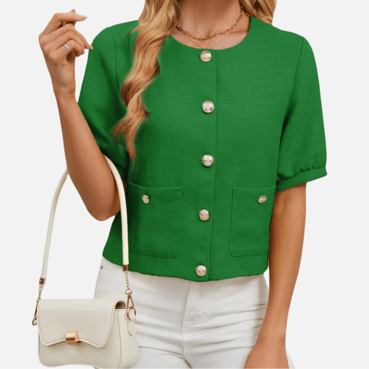 Vivian | Cropped Tweed Blazer Jacket - Eline Carter
