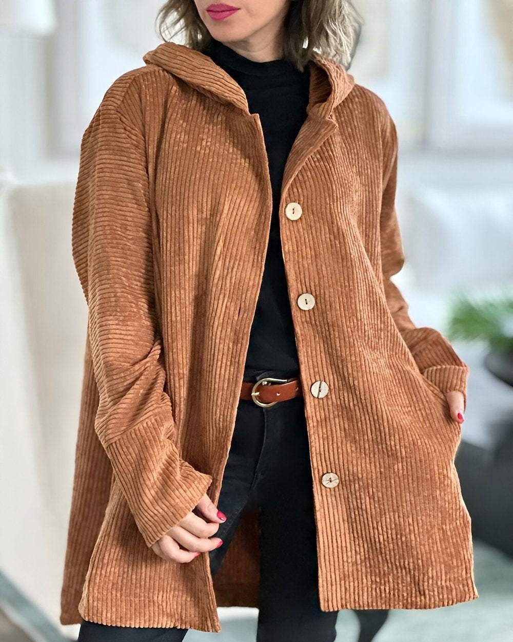 Floryn | Cozy Corduroy Hooded Jacket - Eline Carter