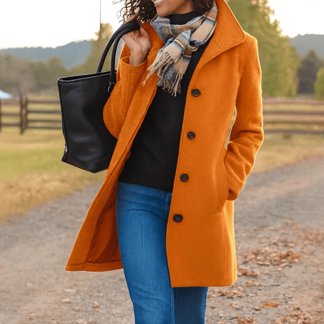 Helga | Women’s Classic Winter Coat with Front Button Closure - Eline Carter