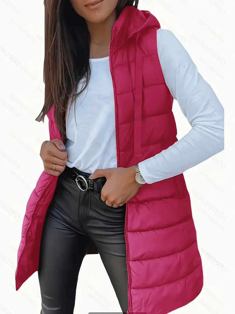 Rain | Casual Sleeveless Hood Long Puffer Vest - Eline Carter