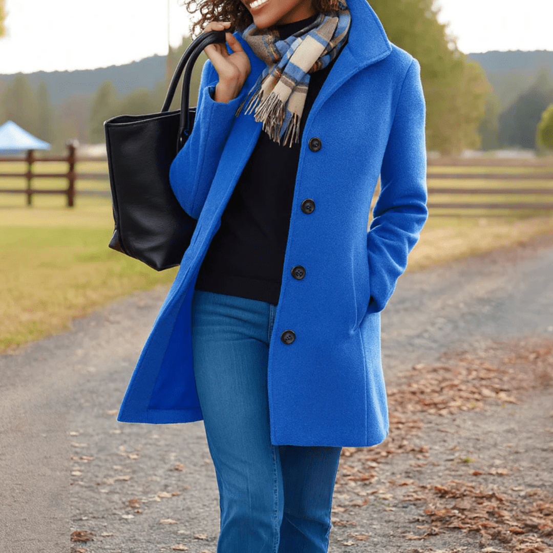 Helga | Women’s Classic Winter Coat with Front Button Closure - Eline Carter