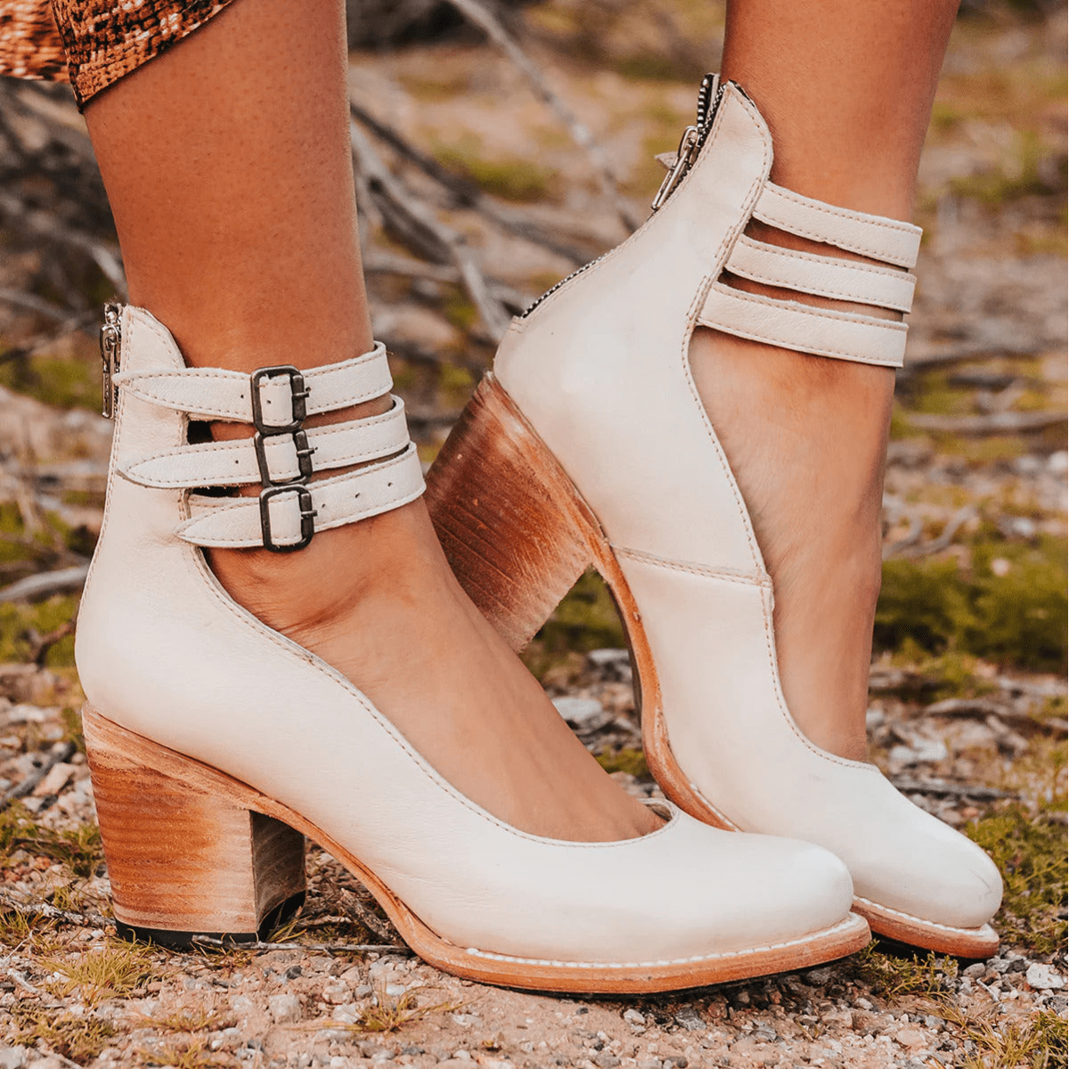 Elsa | Vintage Leather Strap Heels - Eline Carter