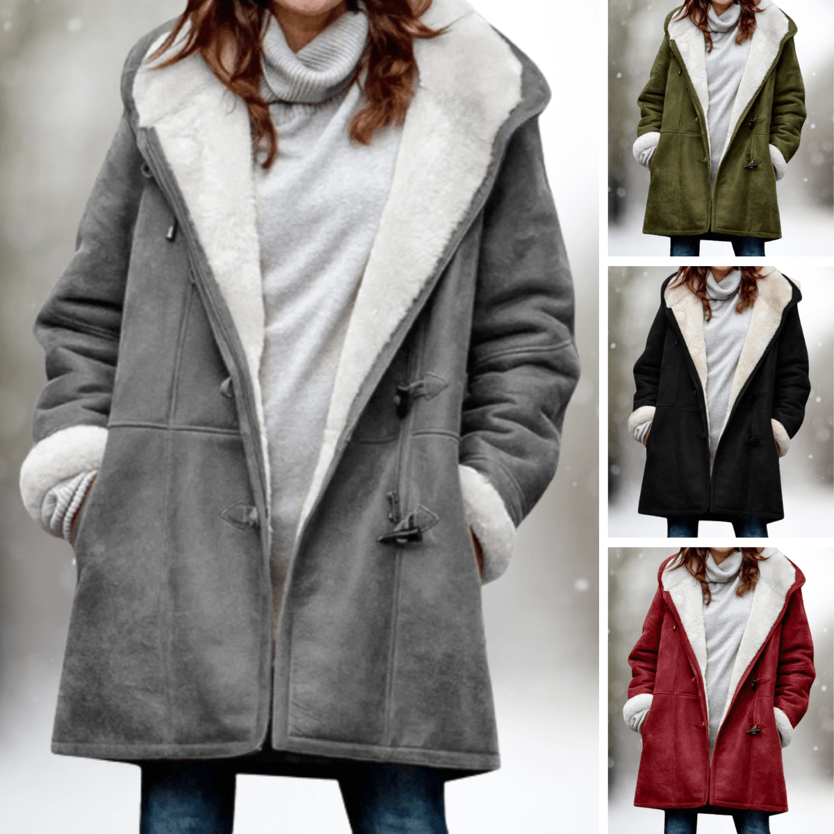 Deyse | Premium Suede Fleece Hooded Jacket - Eline Carter