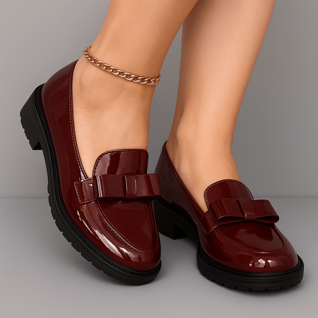 Julie | Bow Detail Block Heel Loafers - Eline Carter