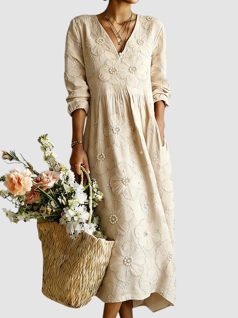 Lena-Floral-Midi-Dress-Beige