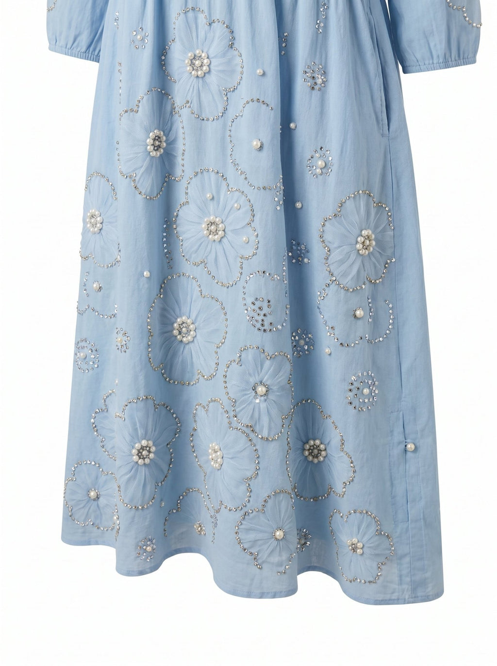 Lena-Floral-Midi-Dress-Blue-Bottom-Detail