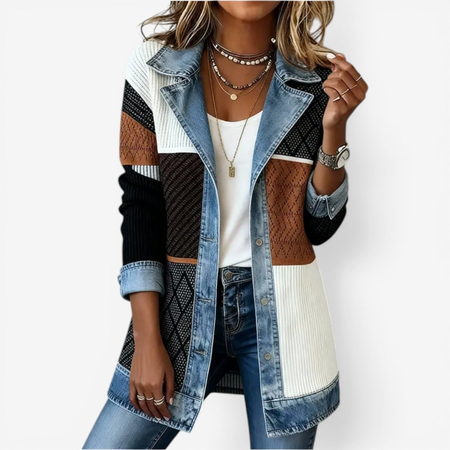 Tirexa | Modern Layered Denim - Mix Jacket - Eline Carter