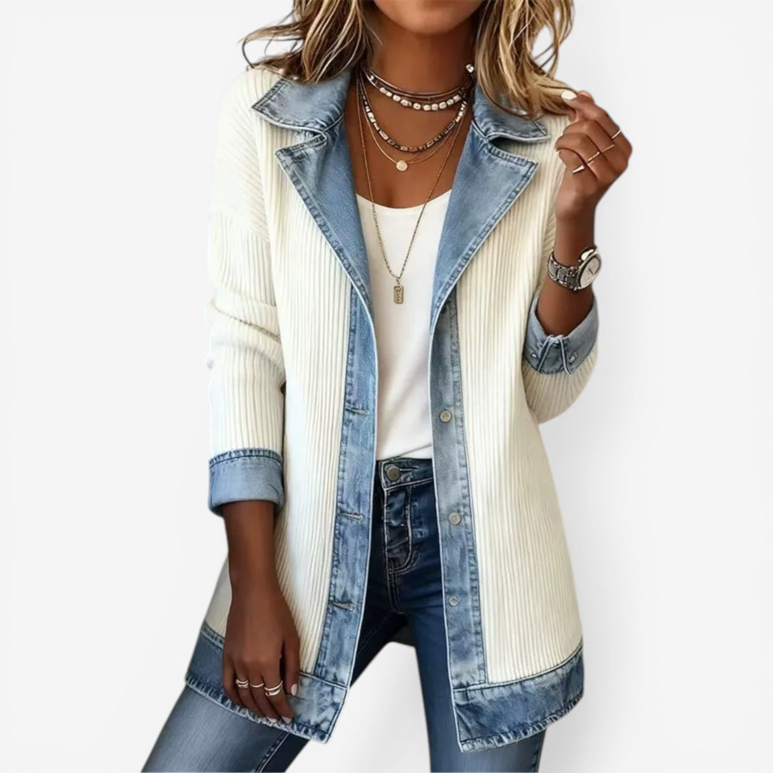 Tirexa | Modern Layered Denim - Mix Jacket - Eline Carter