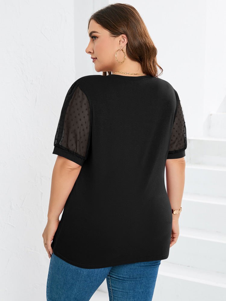 Linda | Sheer Sleeve V - Neck Top - Eline Carter