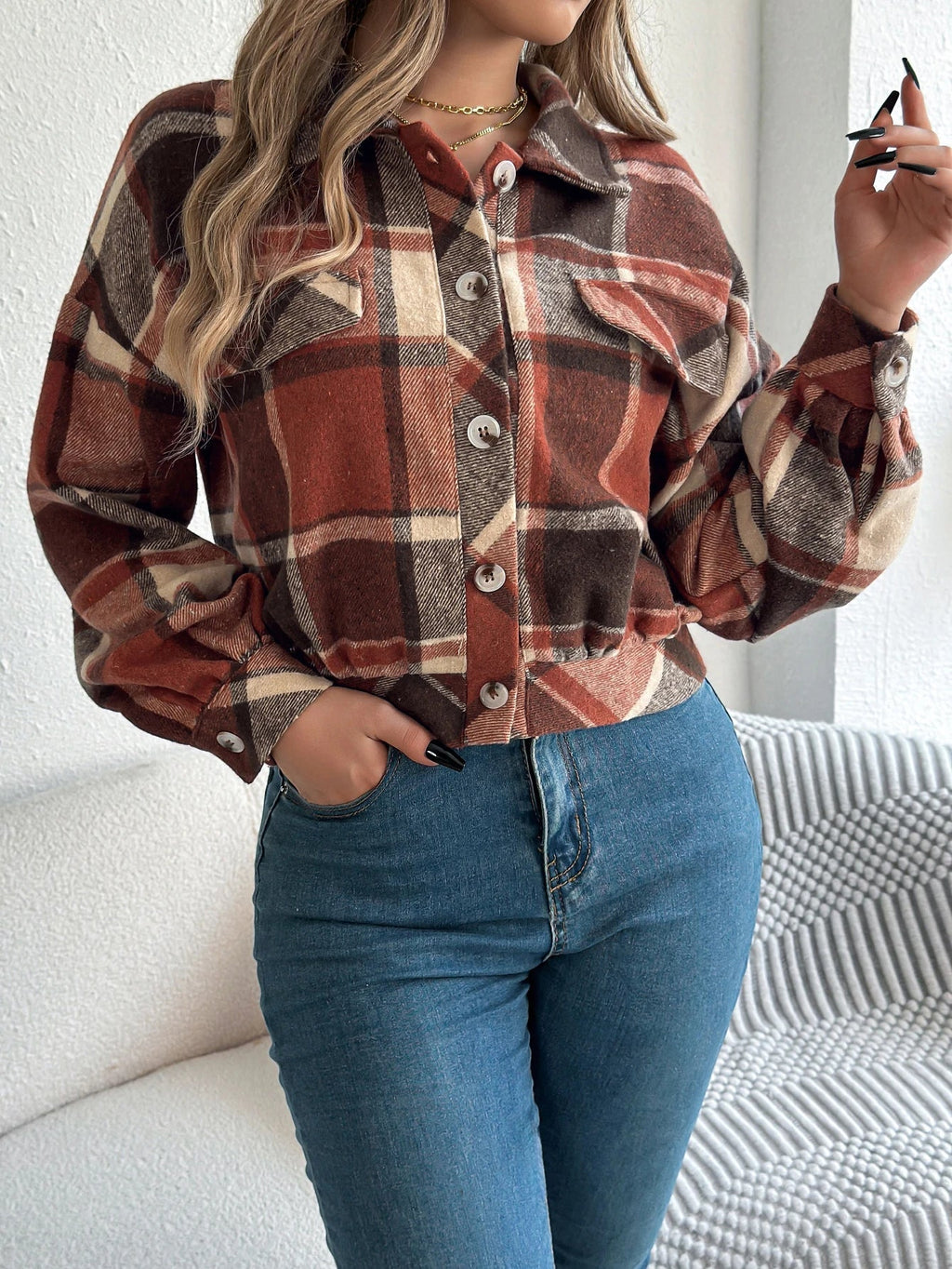 Cropped Plaid Jacket - Eline Carter