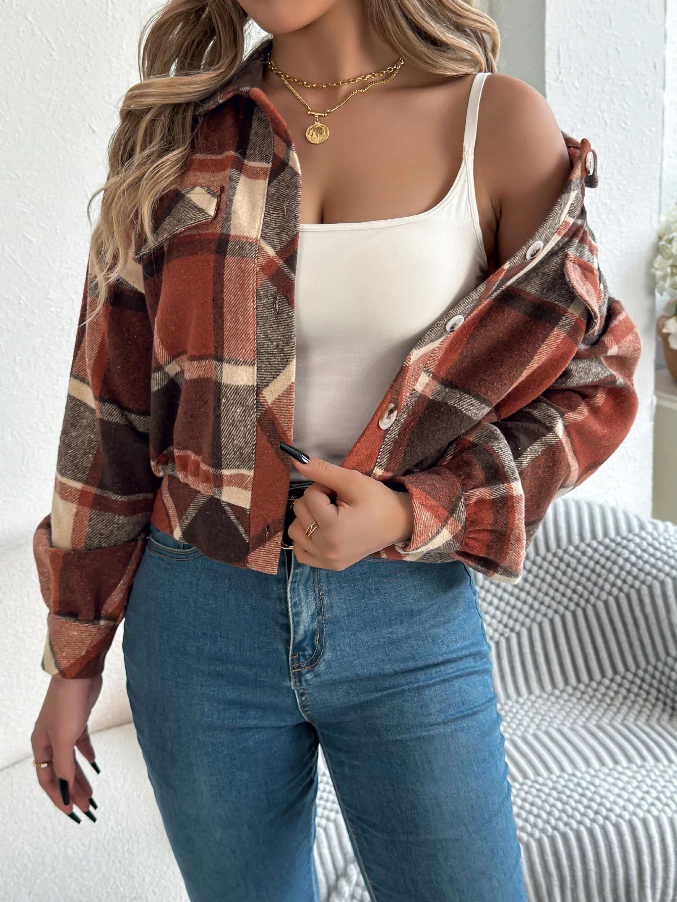 Cropped Plaid Jacket - Eline Carter