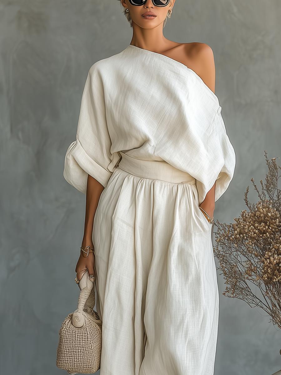 Trisha Elegant Linen Two-Piece Set Front 
