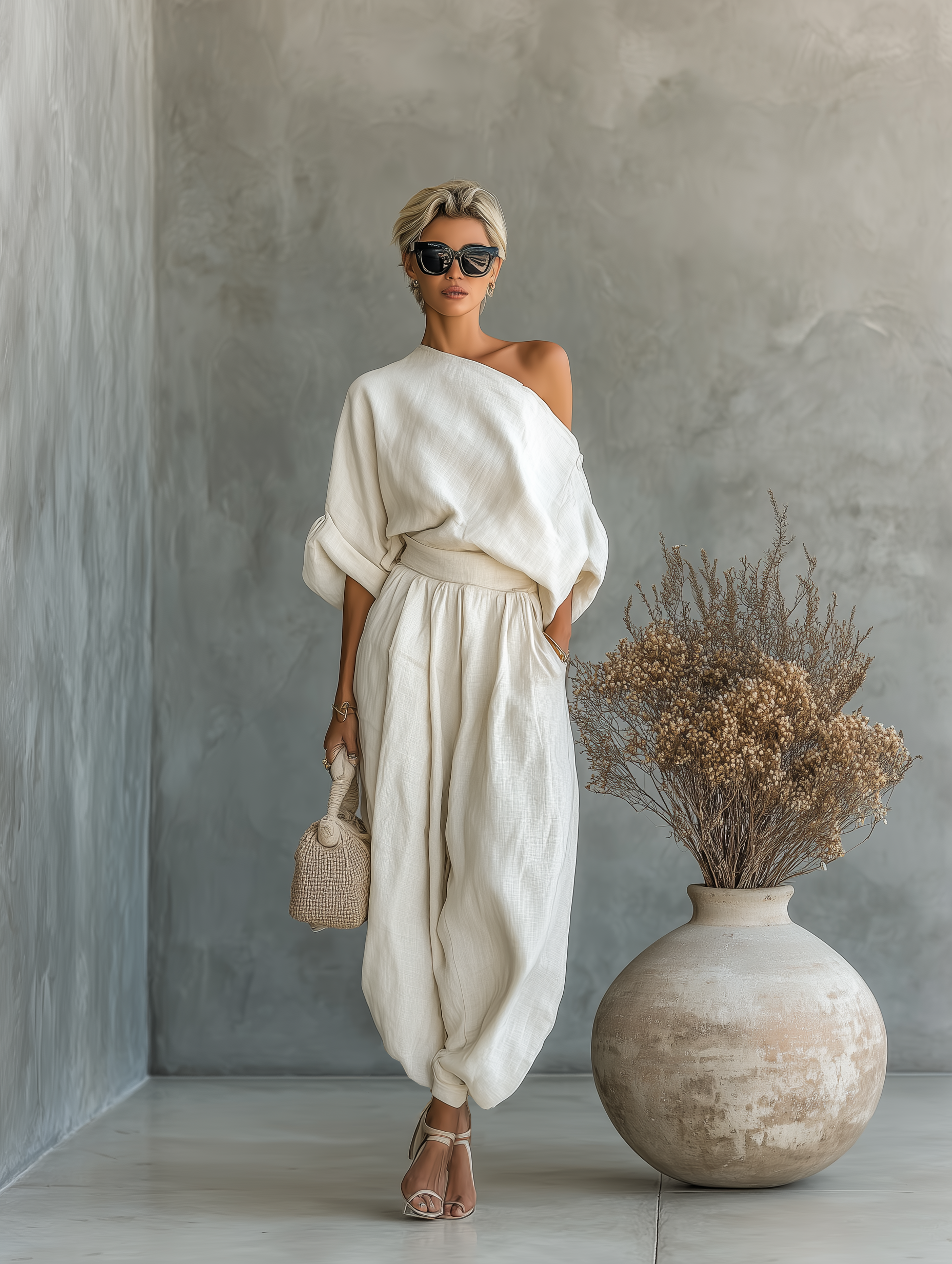 Trisha Elegant Linen Two-Piece Set front