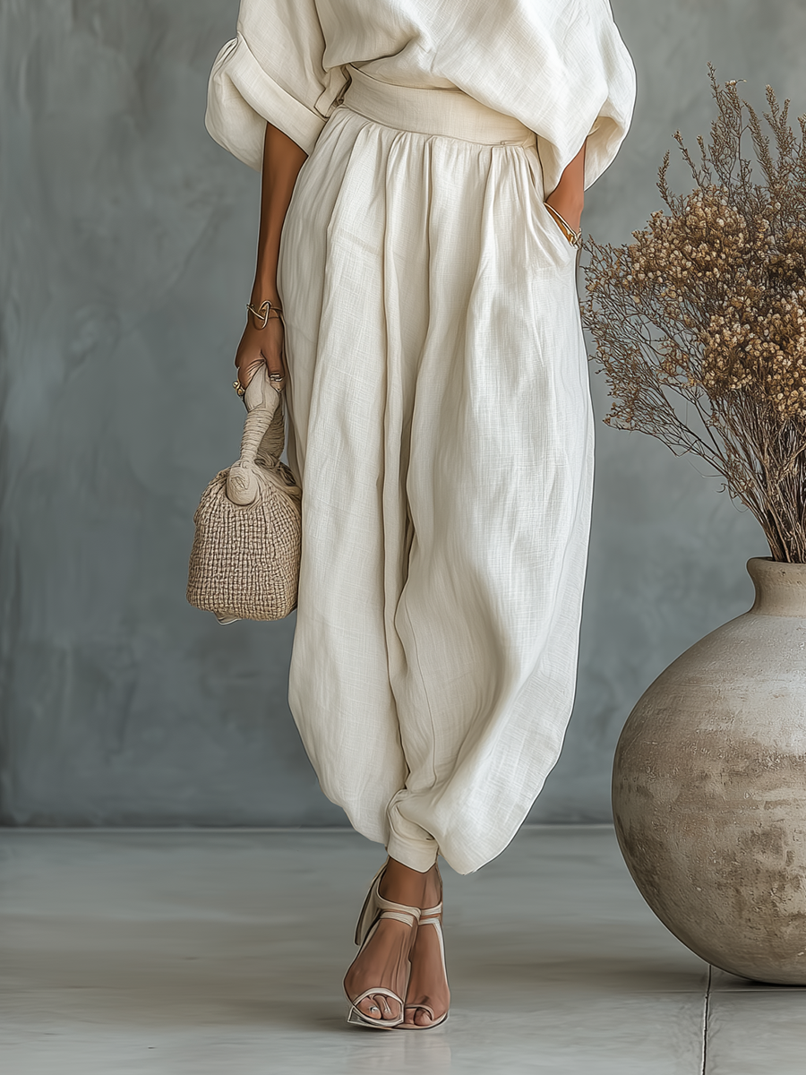 Trisha Elegant Linen Two-Piece Set pants
