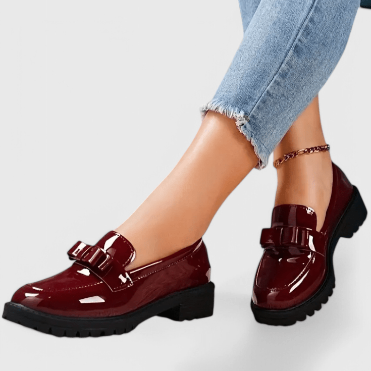 Julie | Bow Detail Block Heel Loafers - Eline Carter