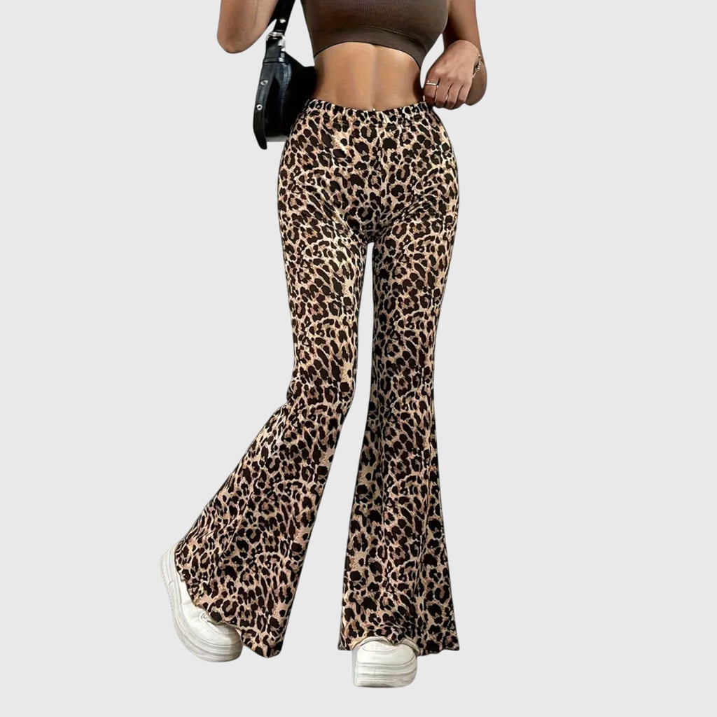 Emily | Leopard Bootcut Trousers - Eline Carter