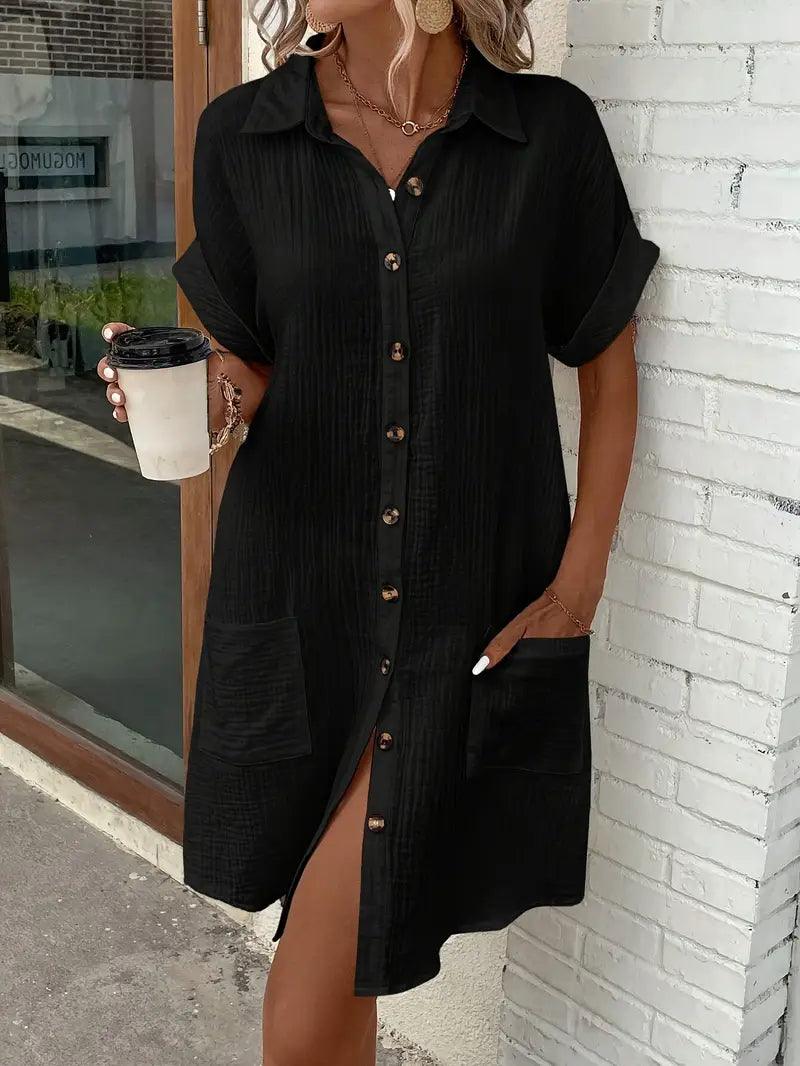 Sharon | Timeless V - Neck Blouse Dress - Eline Carter