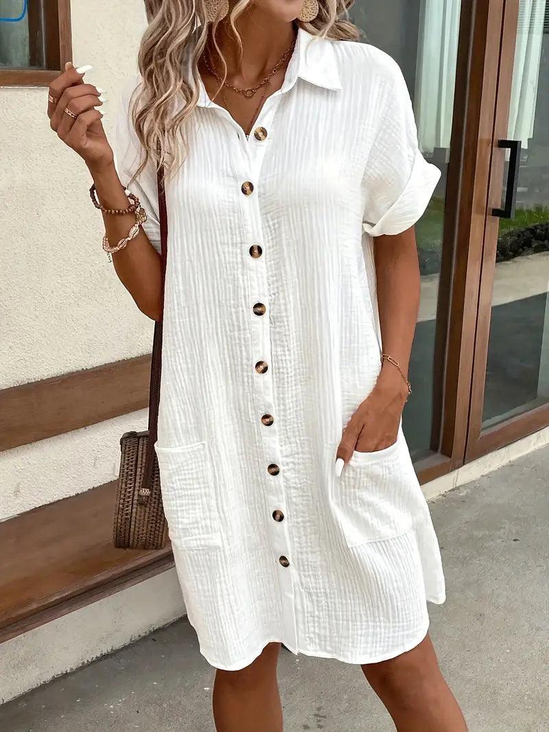Sharon | Timeless V - Neck Blouse Dress - Eline Carter