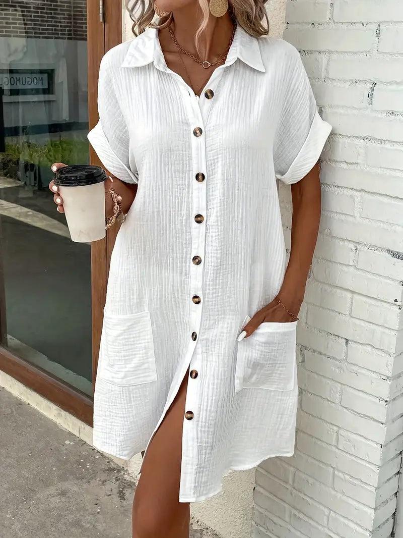 Sharon | Timeless V - Neck Blouse Dress - Eline Carter