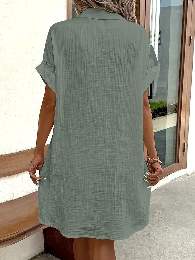 Sharon | Timeless V - Neck Blouse Dress - Eline Carter