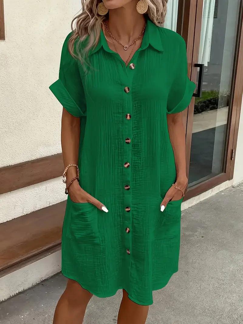 Sharon | Timeless V - Neck Blouse Dress - Eline Carter