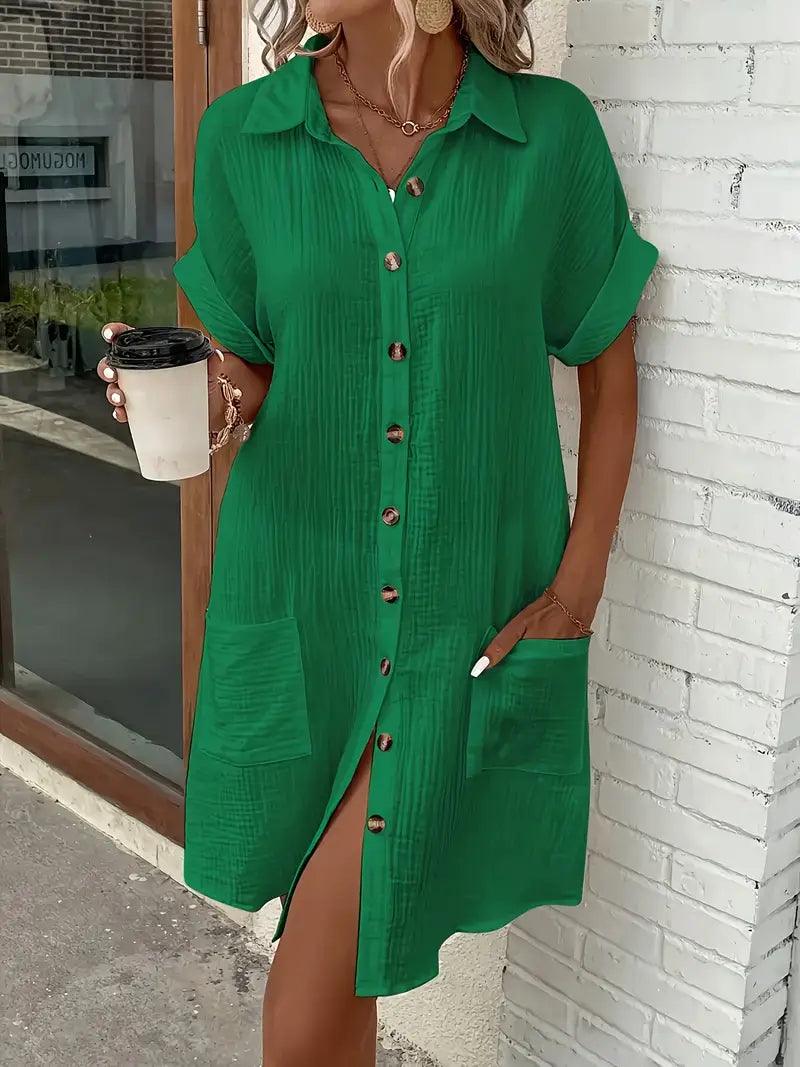 Sharon | Timeless V - Neck Blouse Dress - Eline Carter
