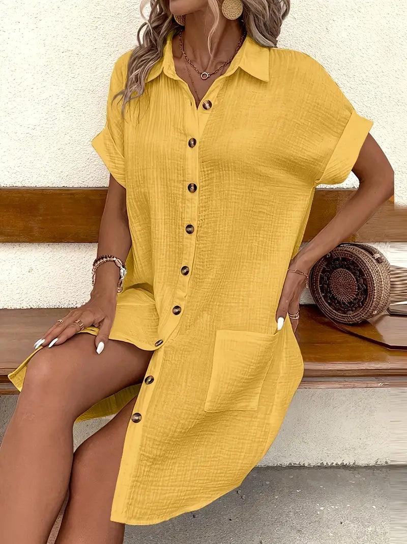 Sharon | Timeless V - Neck Blouse Dress - Eline Carter